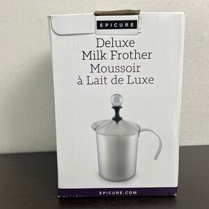 Epicure Deluxe Milk Frother Stainless Steel Manual Pump Pitcher 1L 4 Cup Silver